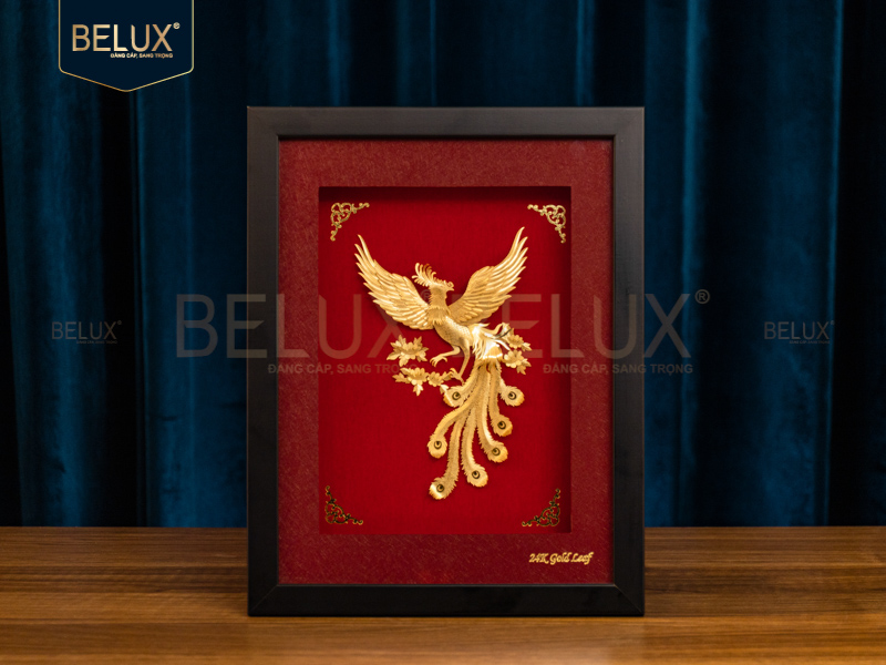 Tranh Phượng Hoàng dát vàng 24k 25x32cm